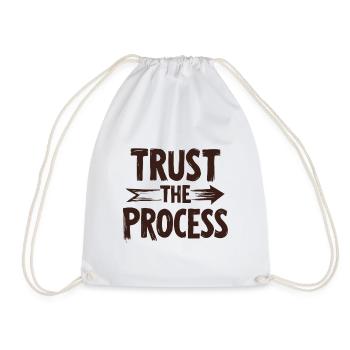 Trust the Process Lettering with Arrow Graphic - Drawstring Bag - white - Front
