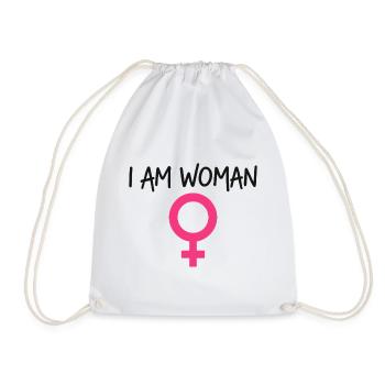 I Am Woman Feminism Power Woman - Drawstring Bag - white - Front