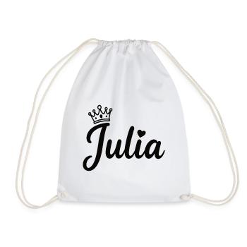 Julia Name Krone Herz Kalligraphie personalisiert - Turnbeutel - Weiß - Vorne