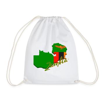 Karte mit Sambia-Flagge, ich liebe Sambia - Turnbeutel - Weiß - Vorne