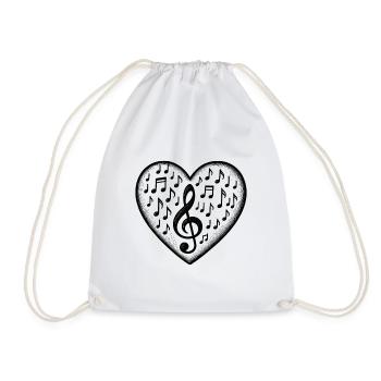 Music Heart clef love sound - Drawstring Bag - white - Front