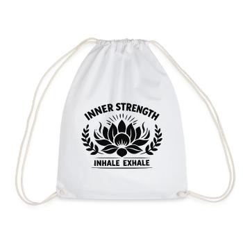 Inner Strength Inhale Exhale Lotus Kraft - Drawstring Bag - white - Front