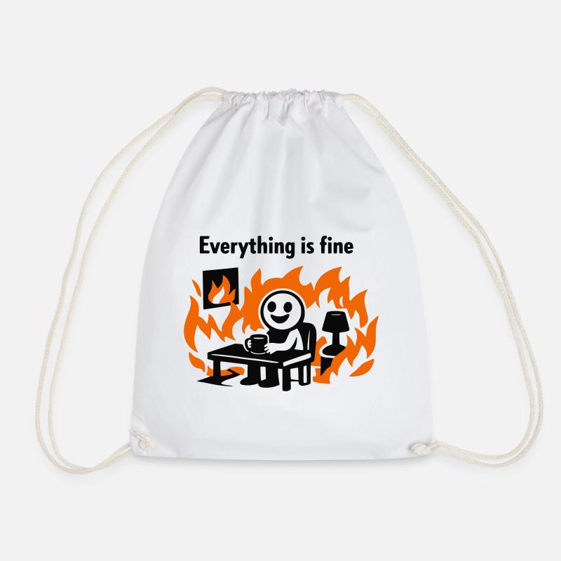 Everything is fine – Chaos Humor Design - Drawstring Bag - white