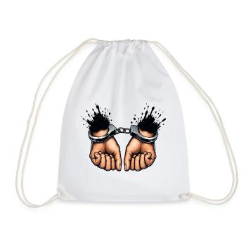 Bound Hands Rebellion Design - Drawstring Bag - white - Front