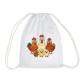 Chickens, roosters and chicks - Drawstring Bag - white - Front