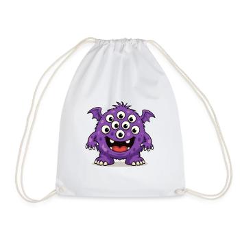 Purple monster with many eyes - Drawstring Bag - white - Front