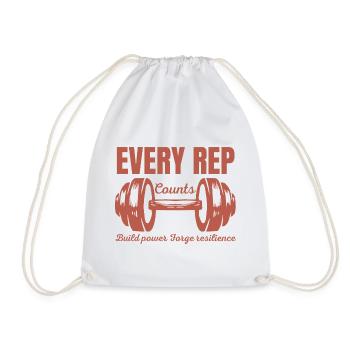 Every Rep Counts Barbell Fitness Gym Motivation - Drawstring Bag - white - Front