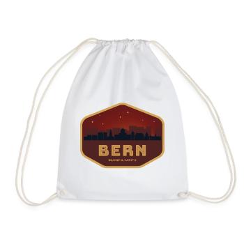 Bern Schweiz Skyline Badge Rot - Turnbeutel - Weiß - Vorne