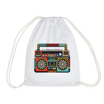 Retro Boombox – 80s Ghetto Blaster - Drawstring Bag - white - Front