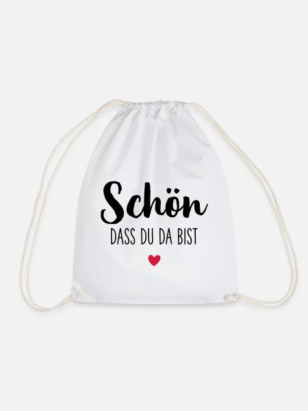 Schön dass du da bist Herz - Turnbeutel - Weiß