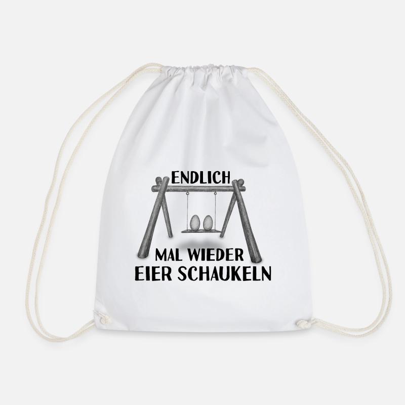Endlich mal wieder Eier schaukeln - Turnbeutel - Weiß