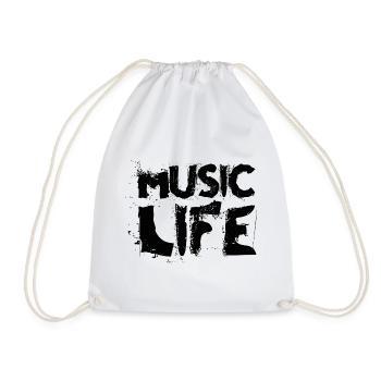 Music Love Lettering - Drawstring Bag - white - Front