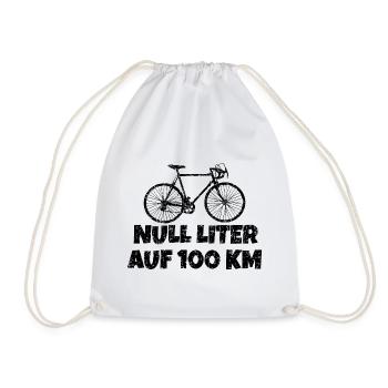 Null Liter auf 100 KM Rennrad (Vintage Schwarz) - Turnbeutel - Weiß - Vorne