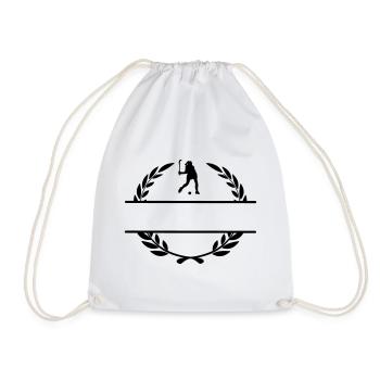 Hockey girl in laurel wreath monogram - Drawstring Bag - white - Front