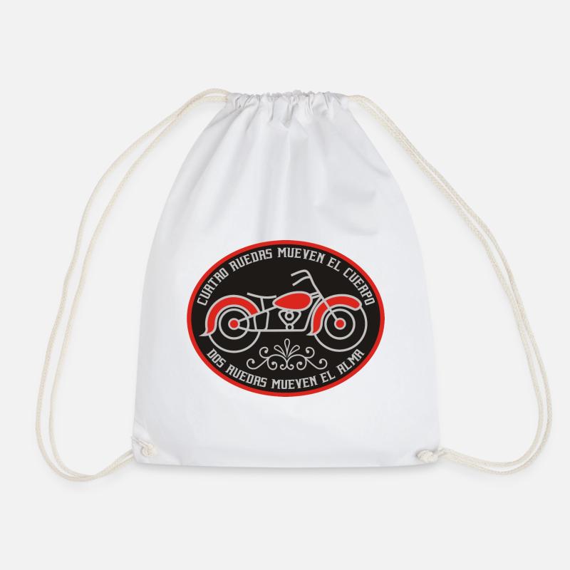 Alma motorcycle: two wheels move the soul - Drawstring Bag - white