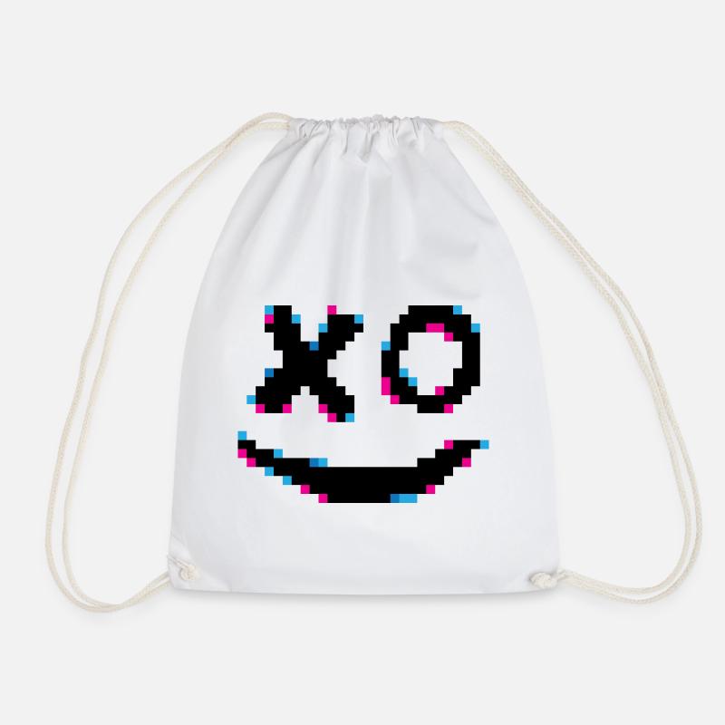 Neon Pixel Confetti - Drawstring Bag - white
