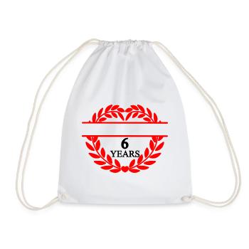 Name banner six years, heart laurel wreath - Drawstring Bag - white - Front
