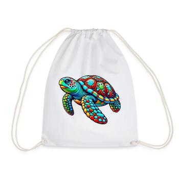 Turtle - Drawstring Bag - white - Front