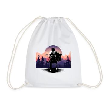 Guitarist Nature Guitar Landscape Sunset - Drawstring Bag - white - Front