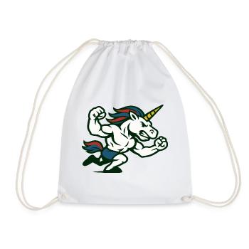 Power Unicorn Running Strong Fantasy Illustration - Drawstring Bag - white - Front