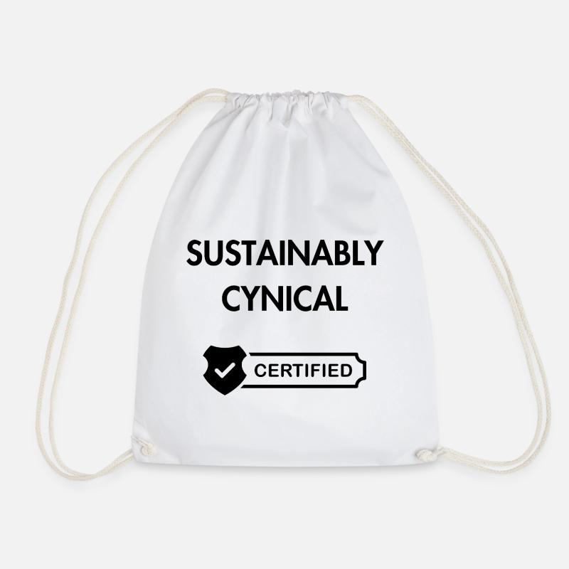 Sustainably Cynical - Drawstring Bag - white