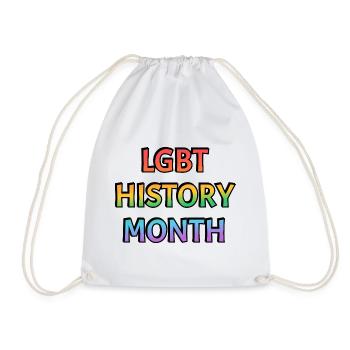 LGBT History Month Rainbow Text - Drawstring Bag - white - Front
