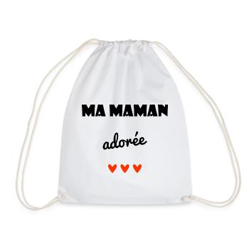 MOM. MOTHER'S DAY. HEART. FEAST. HAPPY BIRTHDAY - Drawstring Bag - white - Front