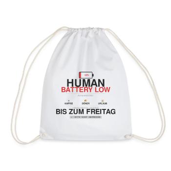 Human Battery Low Kaffee Humor - Turnbeutel - Weiß - Vorne