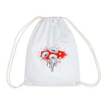 Poppies Rouge, Noir, Design Vintage - Sac de sport léger - blanc - Devant