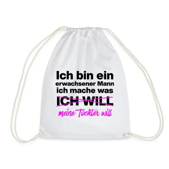Papa, Vater macht was Tochter will Vater, Geschenk - Turnbeutel - Weiß - Vorne