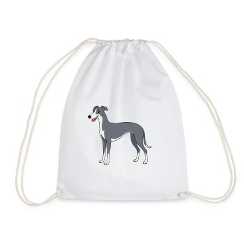 Dessin animé de chien gris avec accent blanc - Sac de sport léger - blanc - Devant
