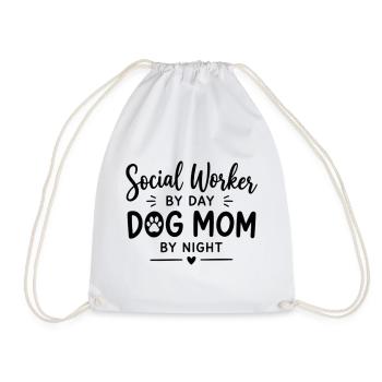 Social Worker Dog Mom Gift - Drawstring Bag - white - Front