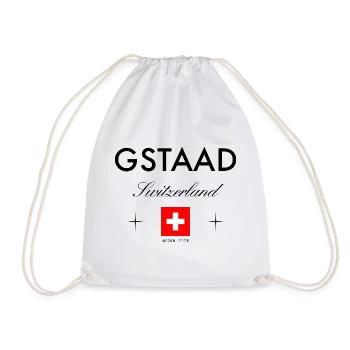 Gstaad Schweiz Koordinaten Reise Souvenir - Turnbeutel - Weiß - Vorne