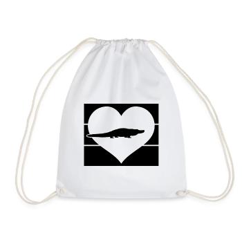 Alligator Heart - Drawstring Bag - white - Front