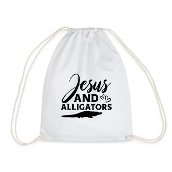 Jesus Alligatoren - Turnbeutel - Weiß - Vorne