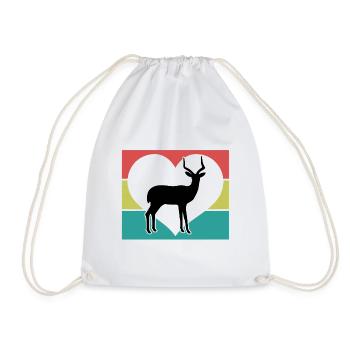 Antilope Herz Vintage Silhouette - Turnbeutel - Weiß - Vorne