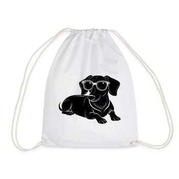 Dachshund Weiner Dog Laying Sunglasses - Drawstring Bag - white - Front