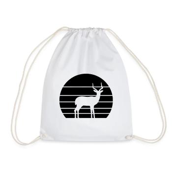 Antilope Retro Silhouette – Safari Tiermotiv - Turnbeutel - Weiß - Vorne