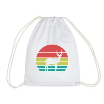 Vintage Antilope Silhouette – Retro Safari - Turnbeutel - Weiß - Vorne