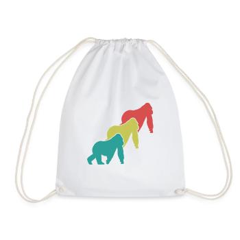 Three Monkeys Silhouettes Retro - Drawstring Bag - white - Front