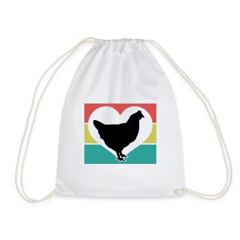 Huhn Herz Silhouette - Turnbeutel - Weiß - Vorne
