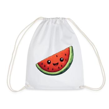 Kawaii Wassermelone Scheibe - Turnbeutel - Weiß - Vorne
