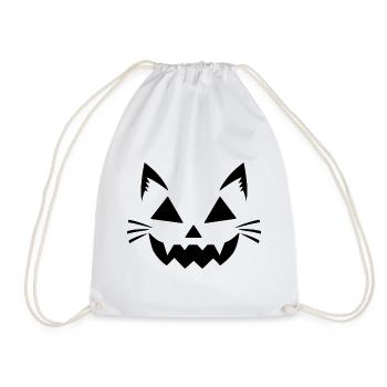Halloween Katze – Spooky Cat Face - Turnbeutel - Weiß - Vorne