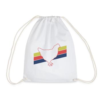Huhn Silhouette Retro - Turnbeutel - Weiß - Vorne