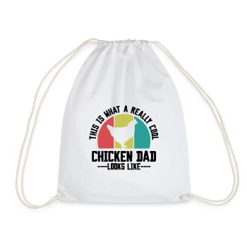 Huhn Papa Spruch Retro - Turnbeutel - Weiß - Vorne
