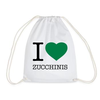 I LOVE ZUCCHINIS Zucchini Vegetables - Drawstring Bag - white - Front
