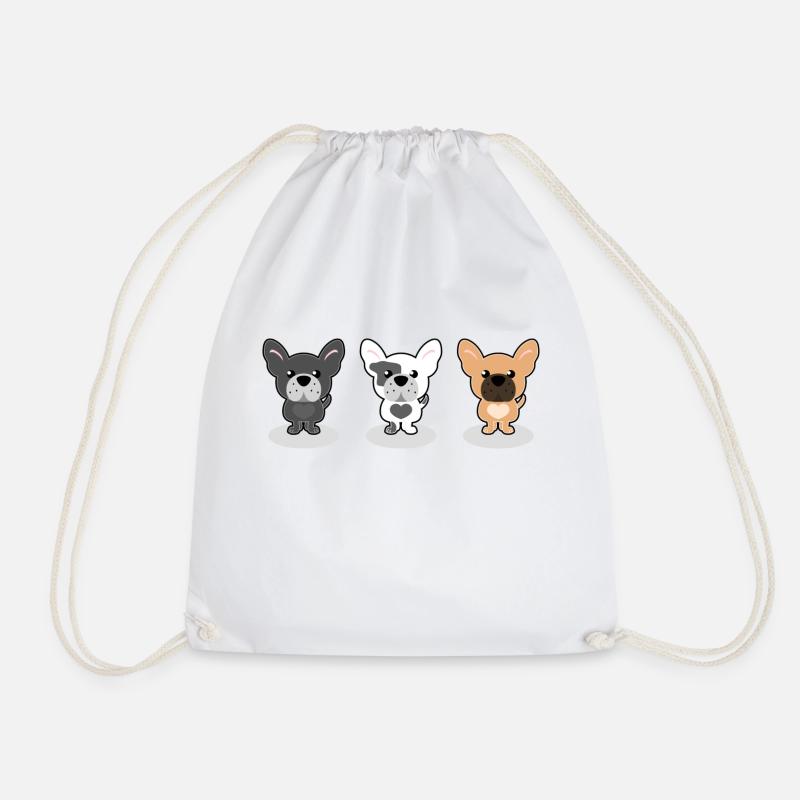 Frenchies - Drawstring Bag - white