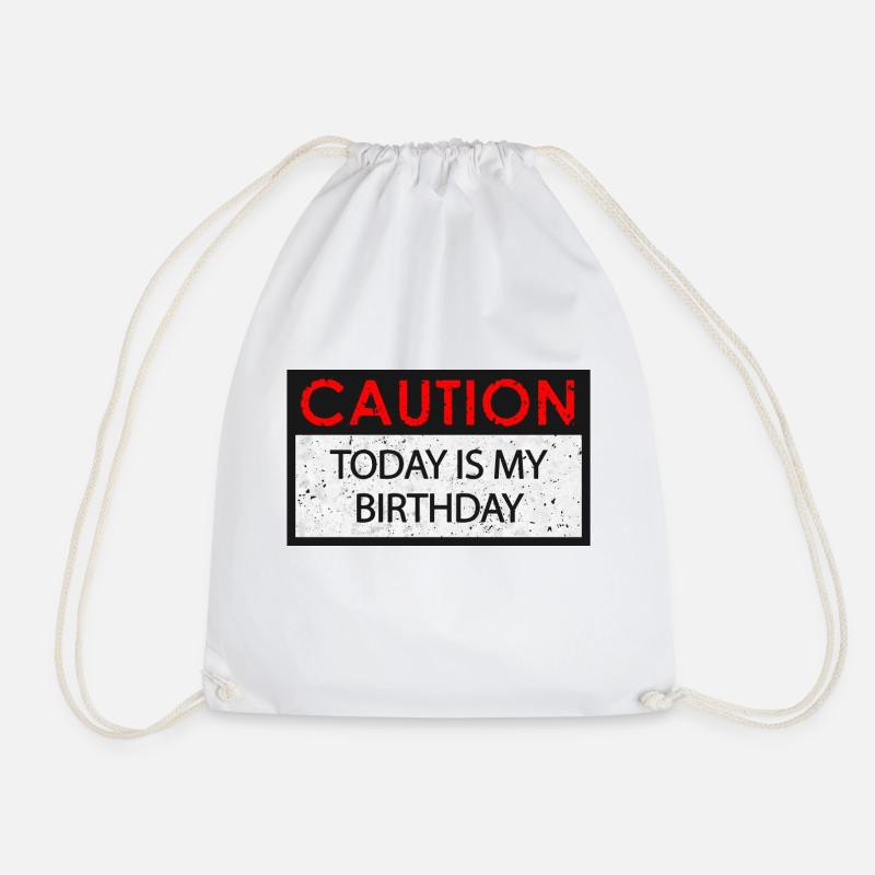 Caution - Birthday (Geburtstag) - Turnbeutel - Weiß