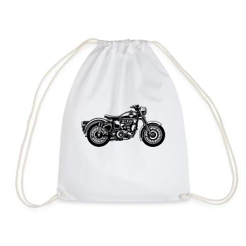 Motorcycle / Classic Motorcycle 04_black - Drawstring Bag - white - Front