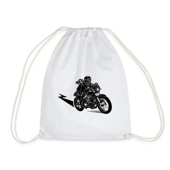 Motorbike rider - Drawstring Bag - white - Front